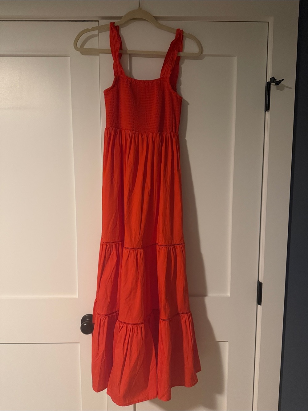 NWT Women’s Red Maxi Dress with Ruffled Straps